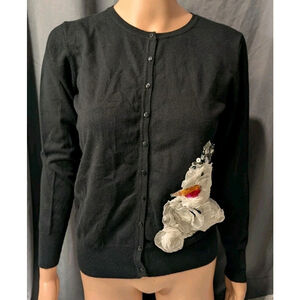 Michael Simon Cardigan Woman's Xsmall Nwt Black Snowman